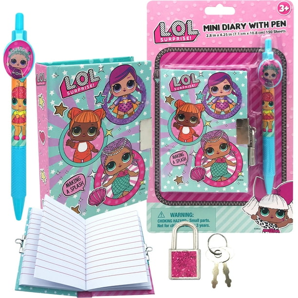 LOL Surprise Girls Diary with Lock Key & Fuzzy Pen Activity Gift Set for Kids